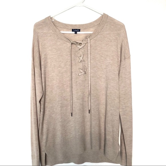 Splendid Lakewood Cashmere Blend Lace Up Luxury Loungewear Sweater - Picture 3 of 7